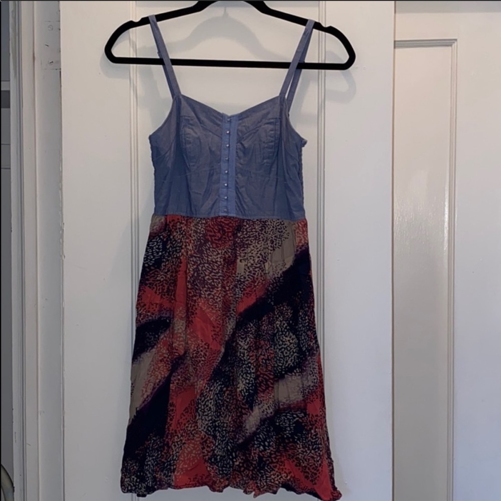 Colorful dress with jean top